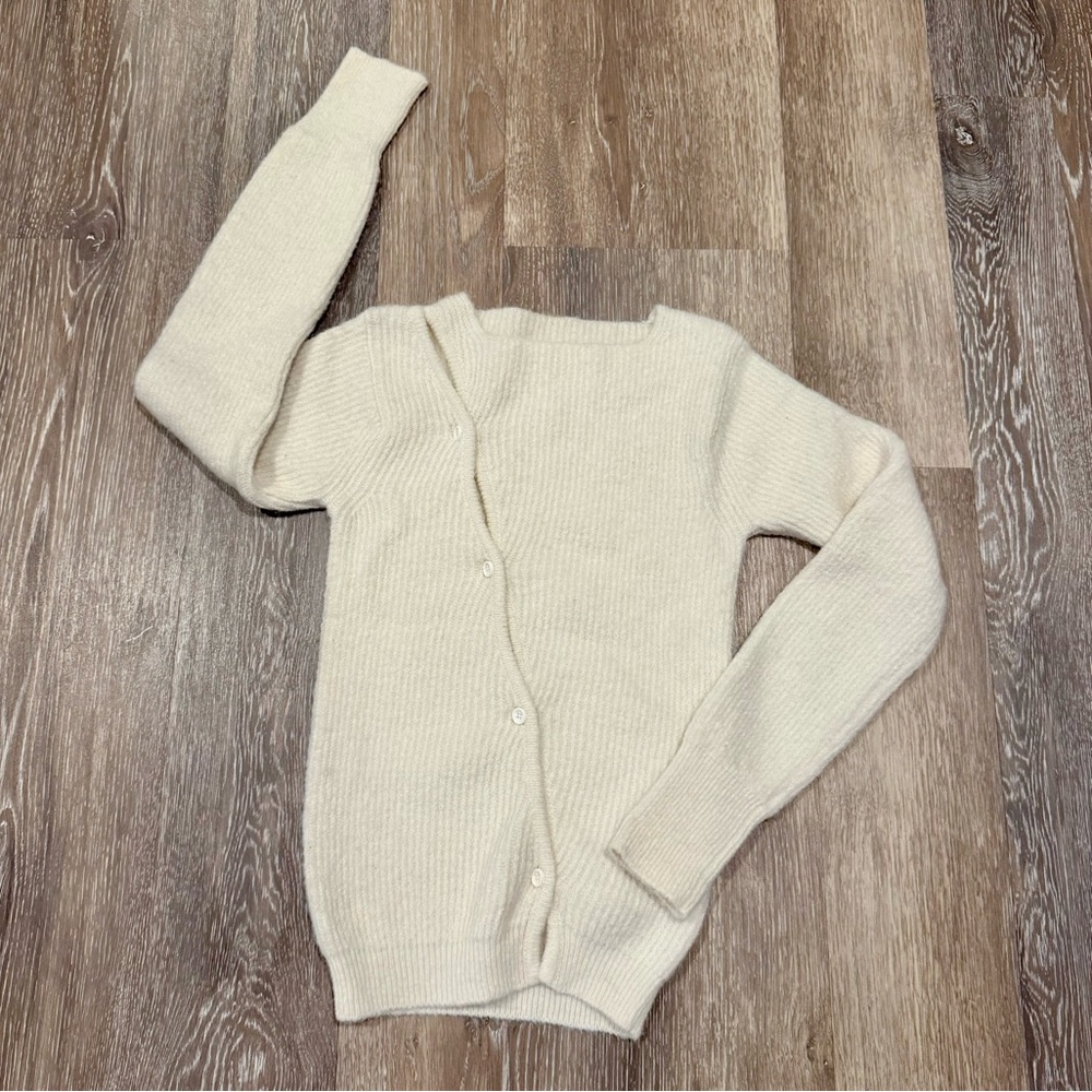 Jacquemus | Sz: 36 | Cream/White | Off Set Button Closure | L/S Sweater/Jumper